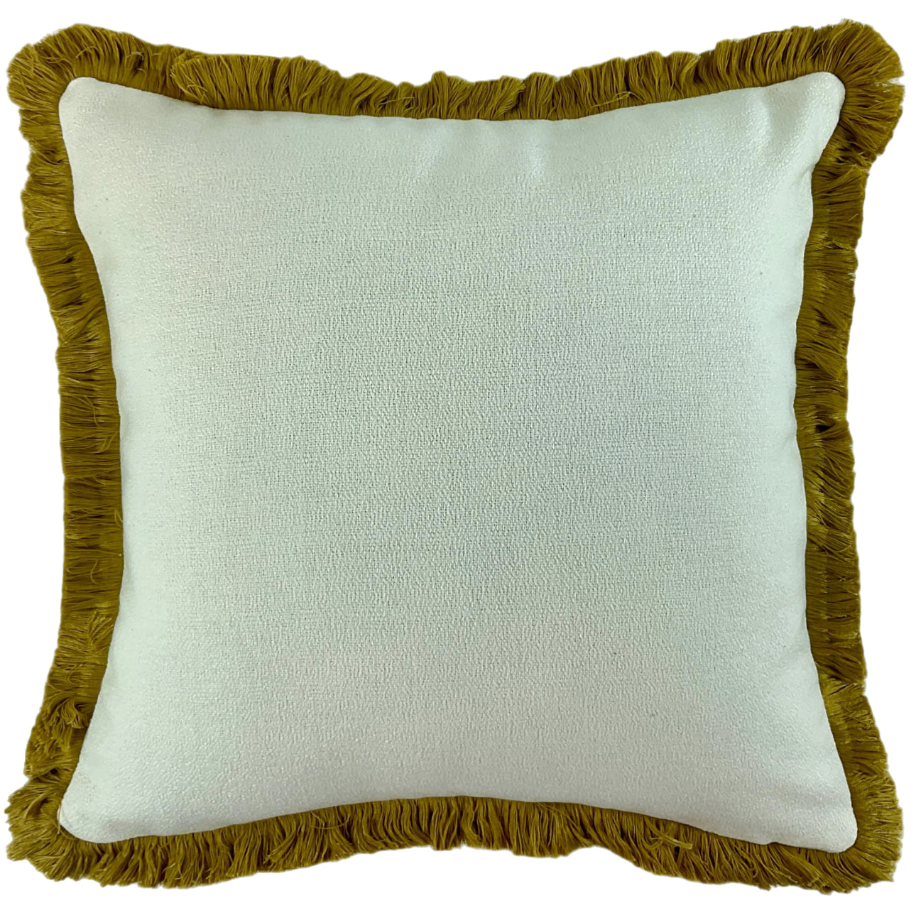 Malini Slub With Heavy Natural Fringe Square Cushion 56x56